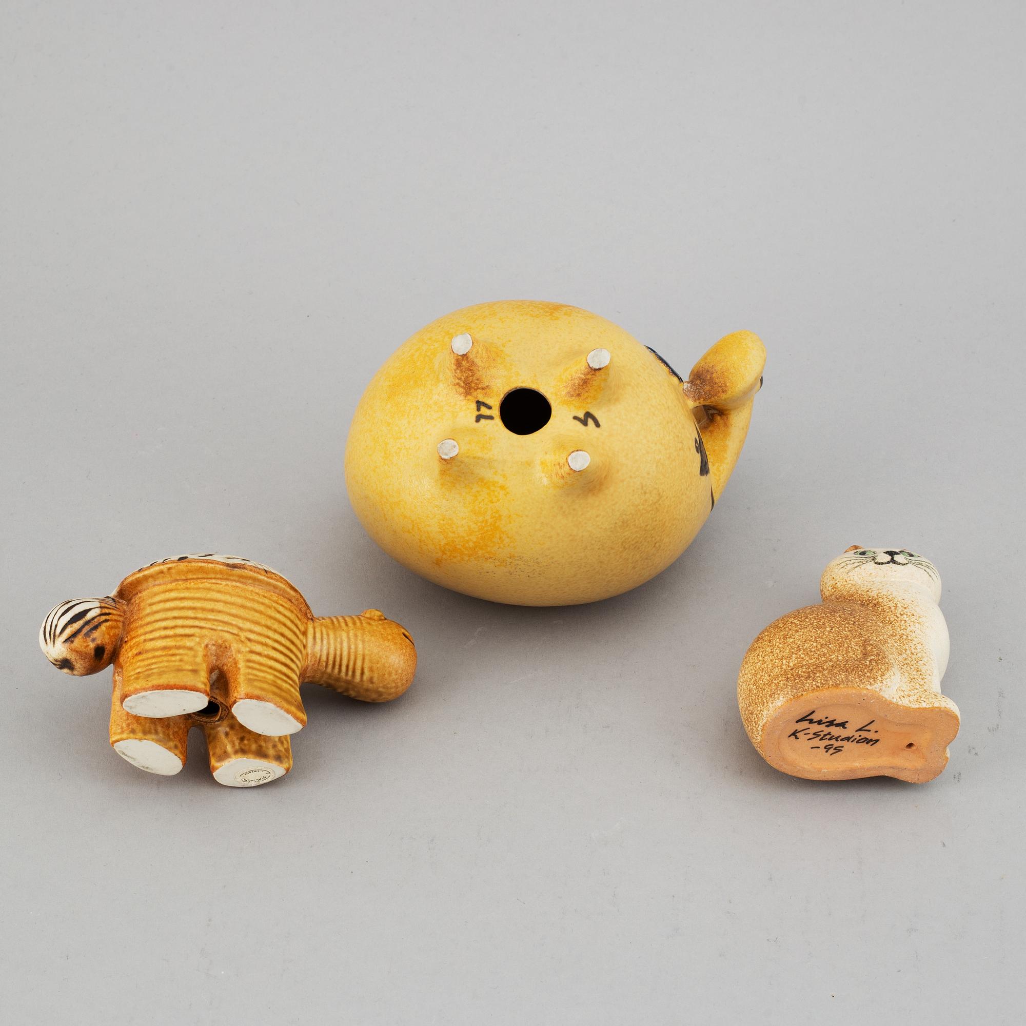 Lisa Larson, three stoneware figurines, Gustavsberg.