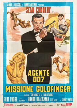 Filmaffisch, två delar, James Bond "Goldfinger".
