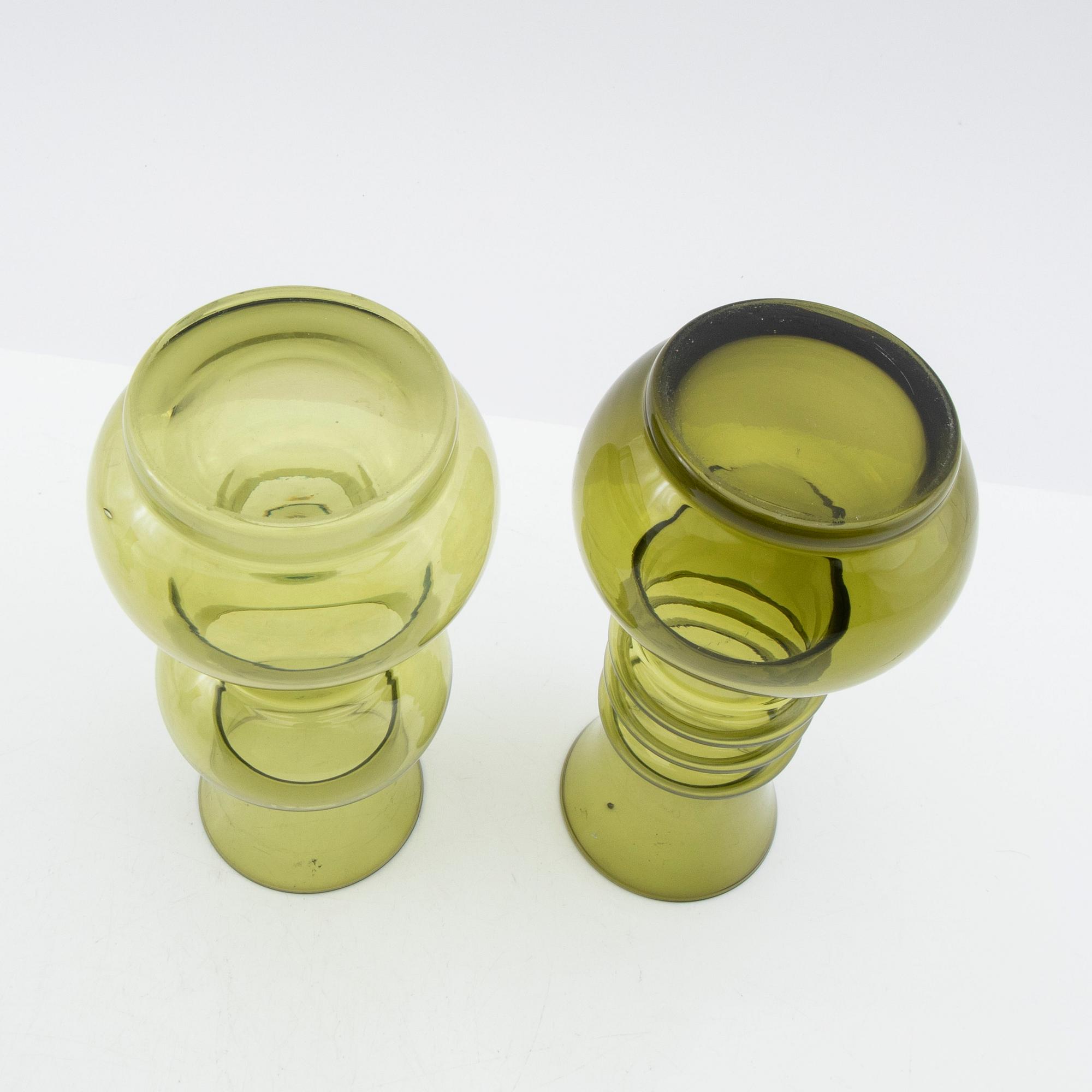 Tamara Aladin, Vases, 4 pcs, glass, Riihimäen Lasi, Finland, 1960s/70s.