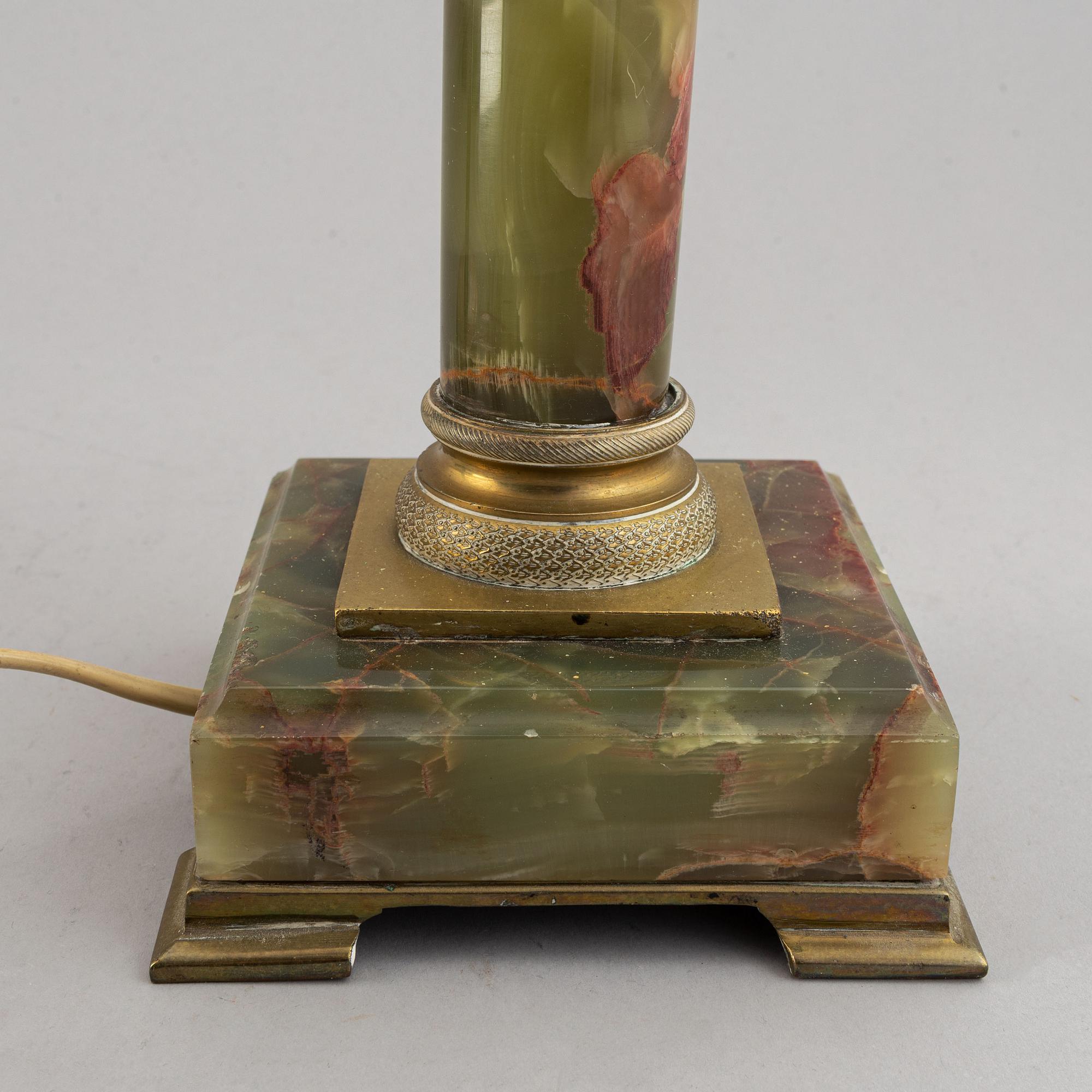 Two table lampa, onyx and plate, 20th century.