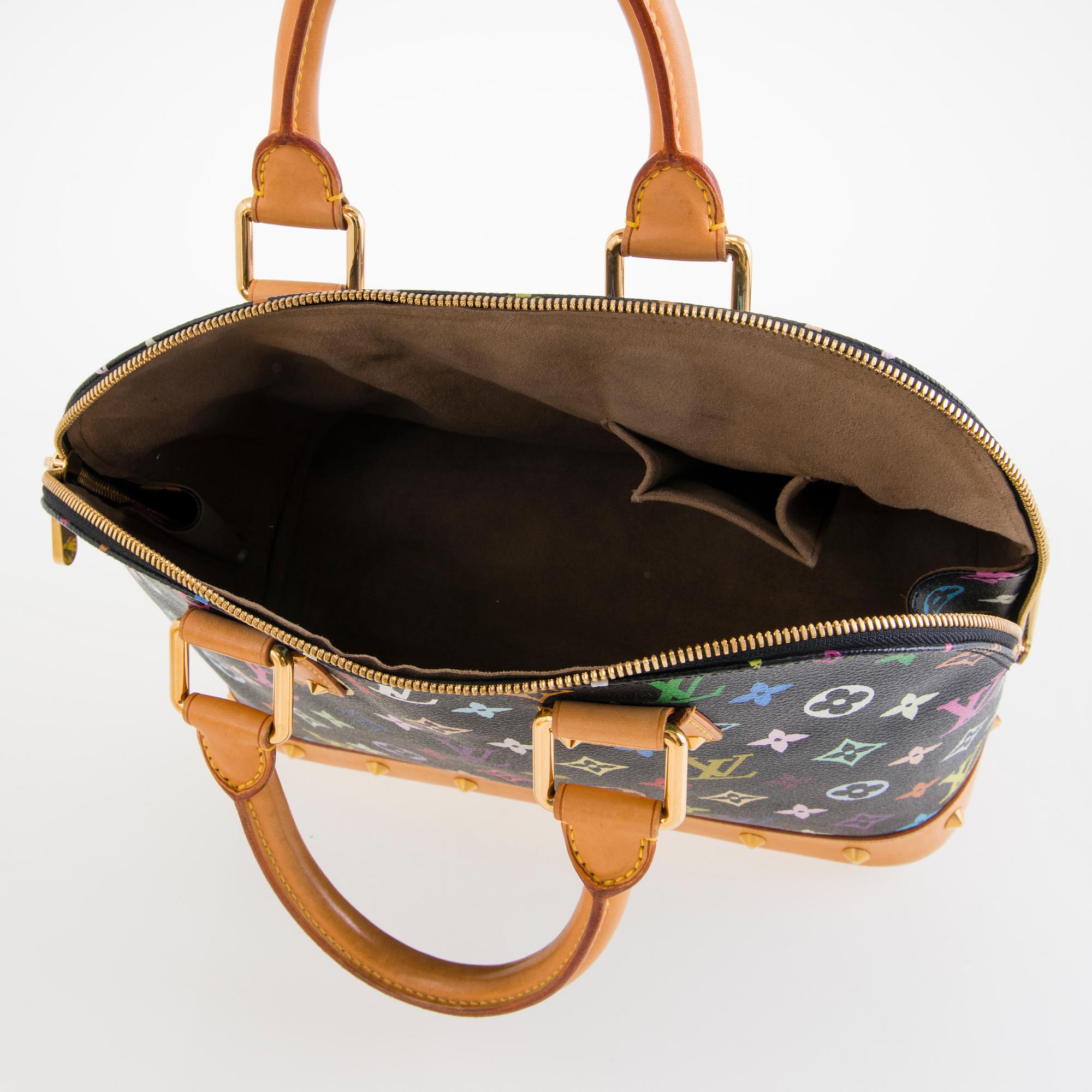 LOUIS VUITTON Black Multicolor Alma Handbag.