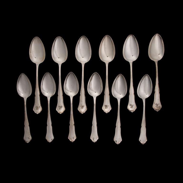 BESTICKUPPSÄTTNING, 23 delar, "Chippendale", silver, Kultakeskus 1950-2004. Silvervikt ca 889 g.