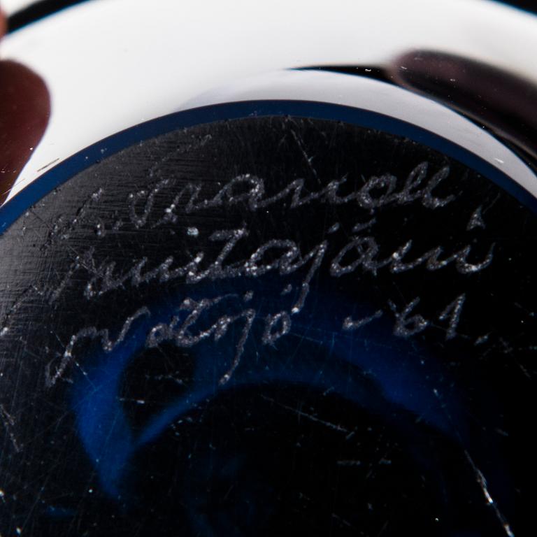 KAJ FRANCK, five 'Usva' glass vases, signed K. Franck, Nuutajärvi Notsjö 1950-60:s.