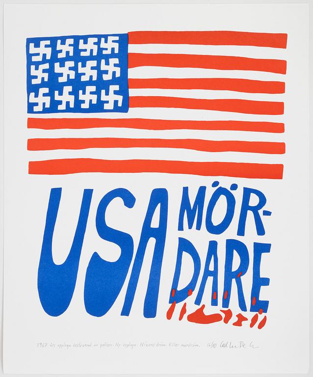 Carl Johan De Geer, färglitografi, signerad 16/90.