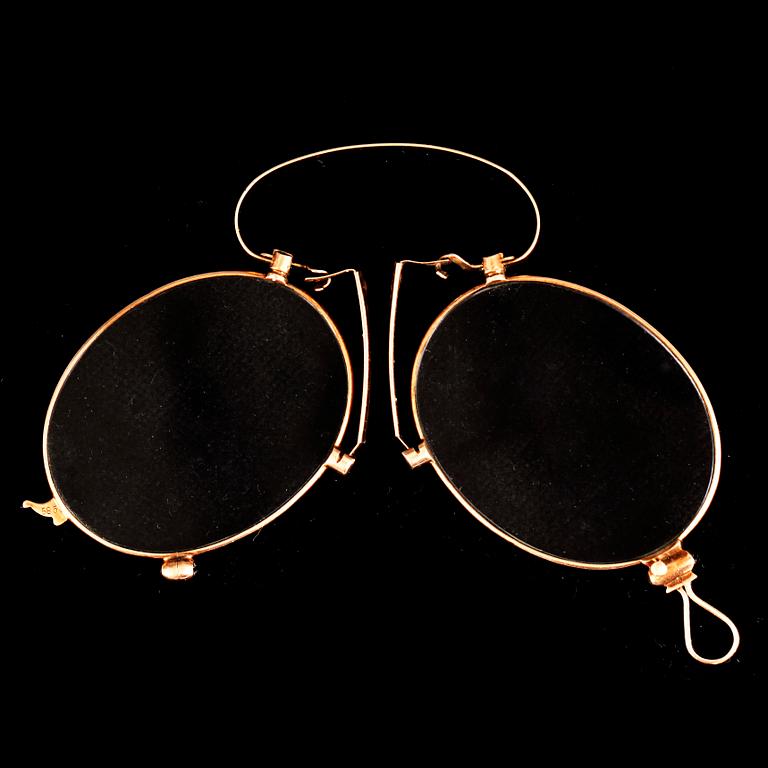 GLASÖGON, 14 k guld, 1800-tal.