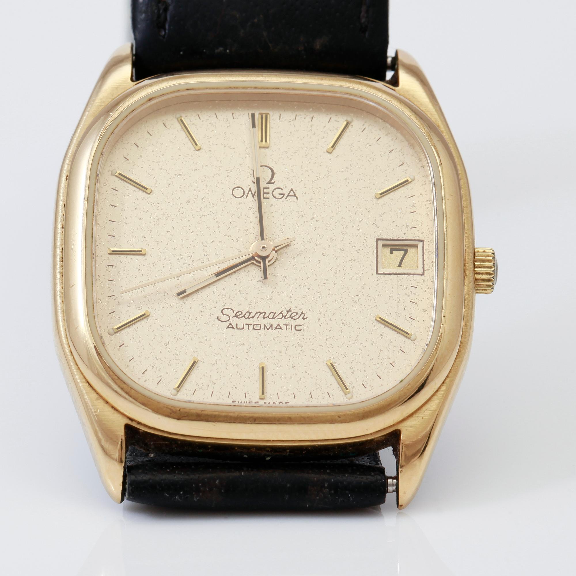 ARMBANDSUR, guld på stål, Omega Seamaster Automatic, 1980-tal.