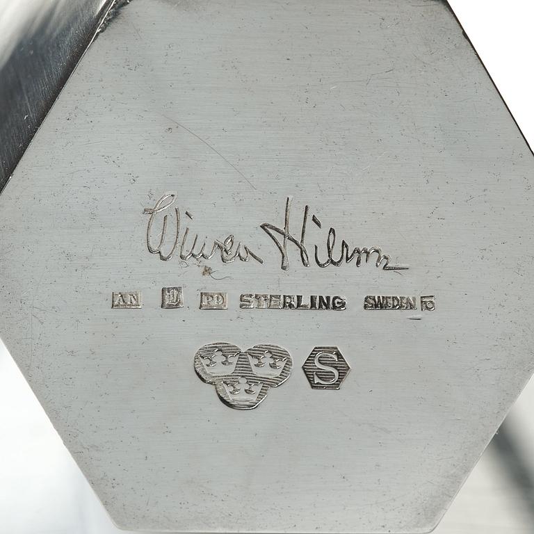 Wiwen Nilsson, a hexagonal sterling silver vase, Lund 1965.