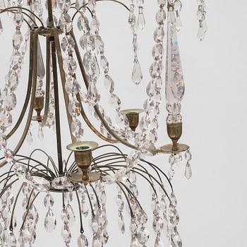 A Gustavian style chandelier, early 20th century incorporating older elements.