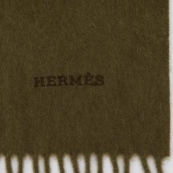 HERMÈS, a green cashmere shawl.
