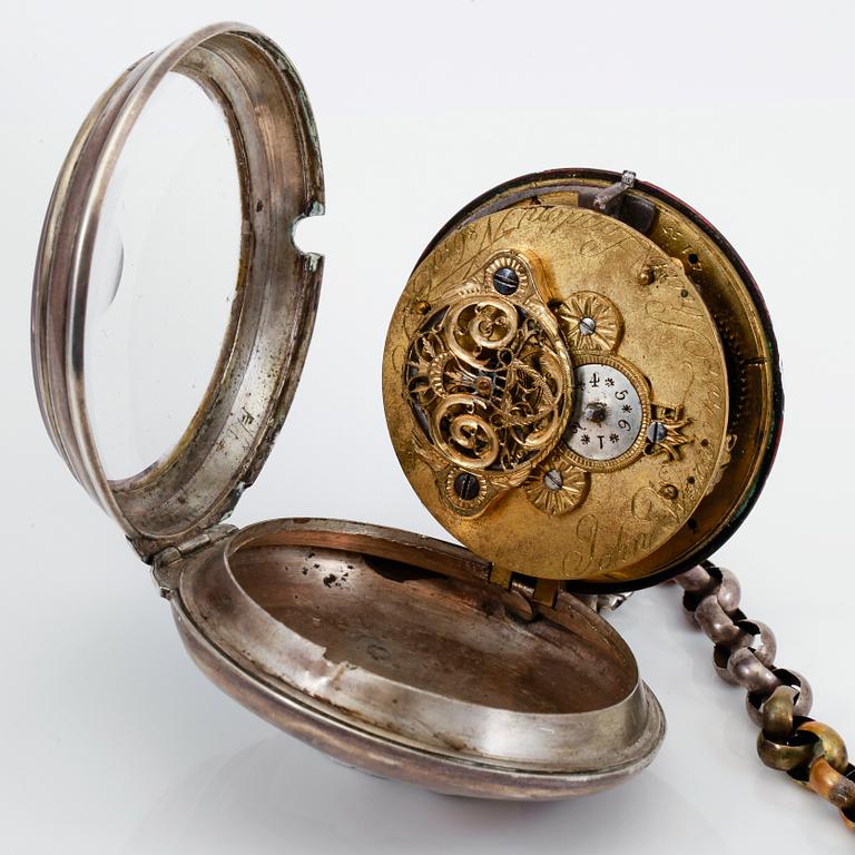 SPINDELUR, 2 st, silver, 1800-talets första hälft.