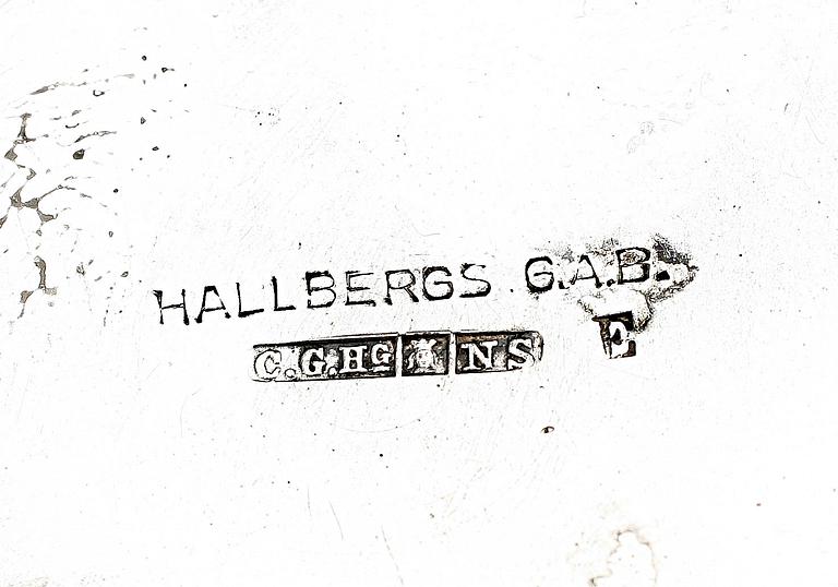KAFFESERVIS, 3 delar, nysilver, sengustaviansk stil, C.G. Hallberg. 1900-talets första kvartal.