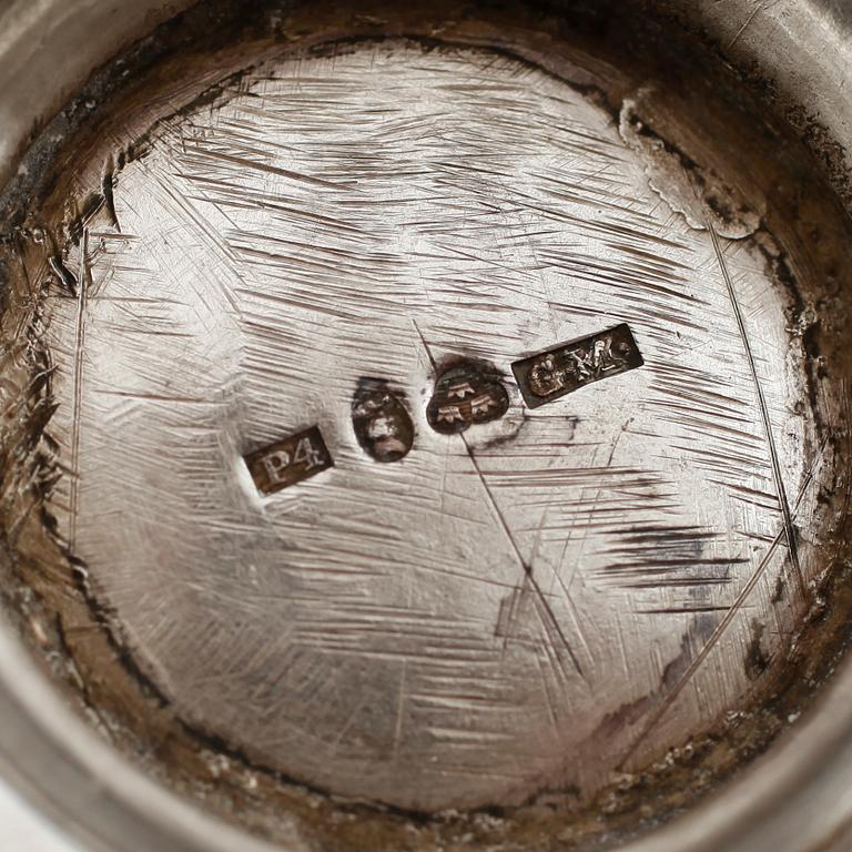 CHOKLADKANNA, silver, Gustaf Möllenborg, Stockholm 1845. Vikt ca 318 gram.