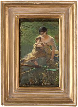 ALBERT VON KELLER. Tillskriven. Olja på pannå, signerad.