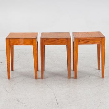 Stools, pine, mid-20th century.