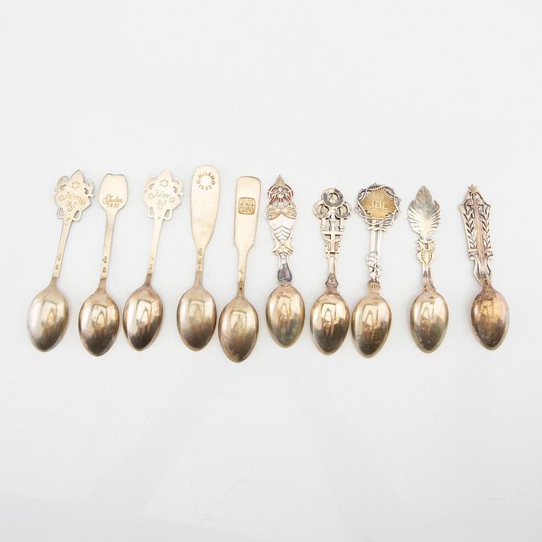 Anton Michelsen, anniversary spoons 10 pcs sterling silver for Georg Jensen, Denmark, second half of the 20th century.