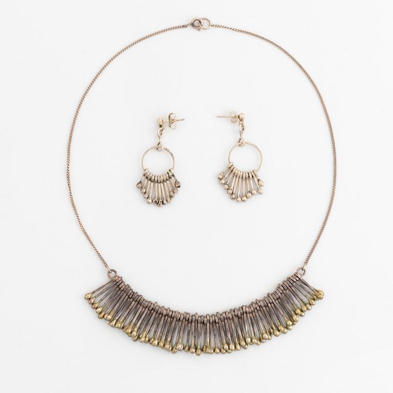 Earrings and necklace,  Birgitta Sanitate ,silver.