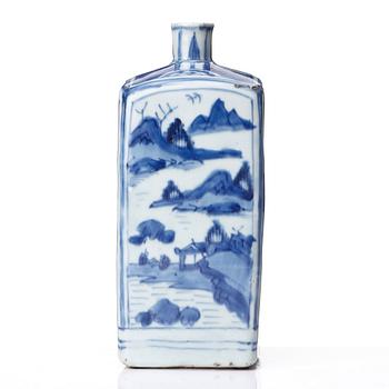 A blue and white bottle, Ming dynasty, 17th Century.