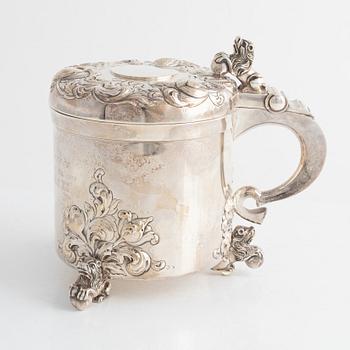 David Andersen, dryckeskanna, silver, Norge, 1900-tal. Barockstil.