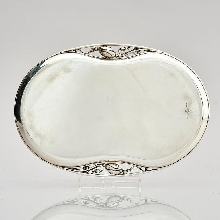 Georg Jensen, bricka, sterling silver, modell nr 2, Köpenhamn efter 1945.