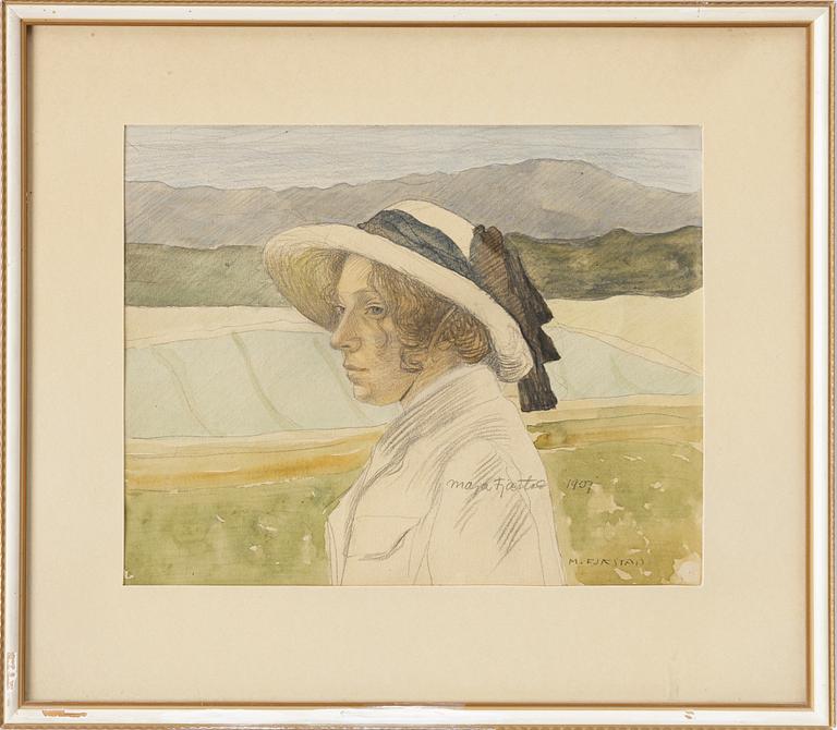 Maja Fjaestad, Portrait of Maja Hallén, née Lindström (the artist's sister).