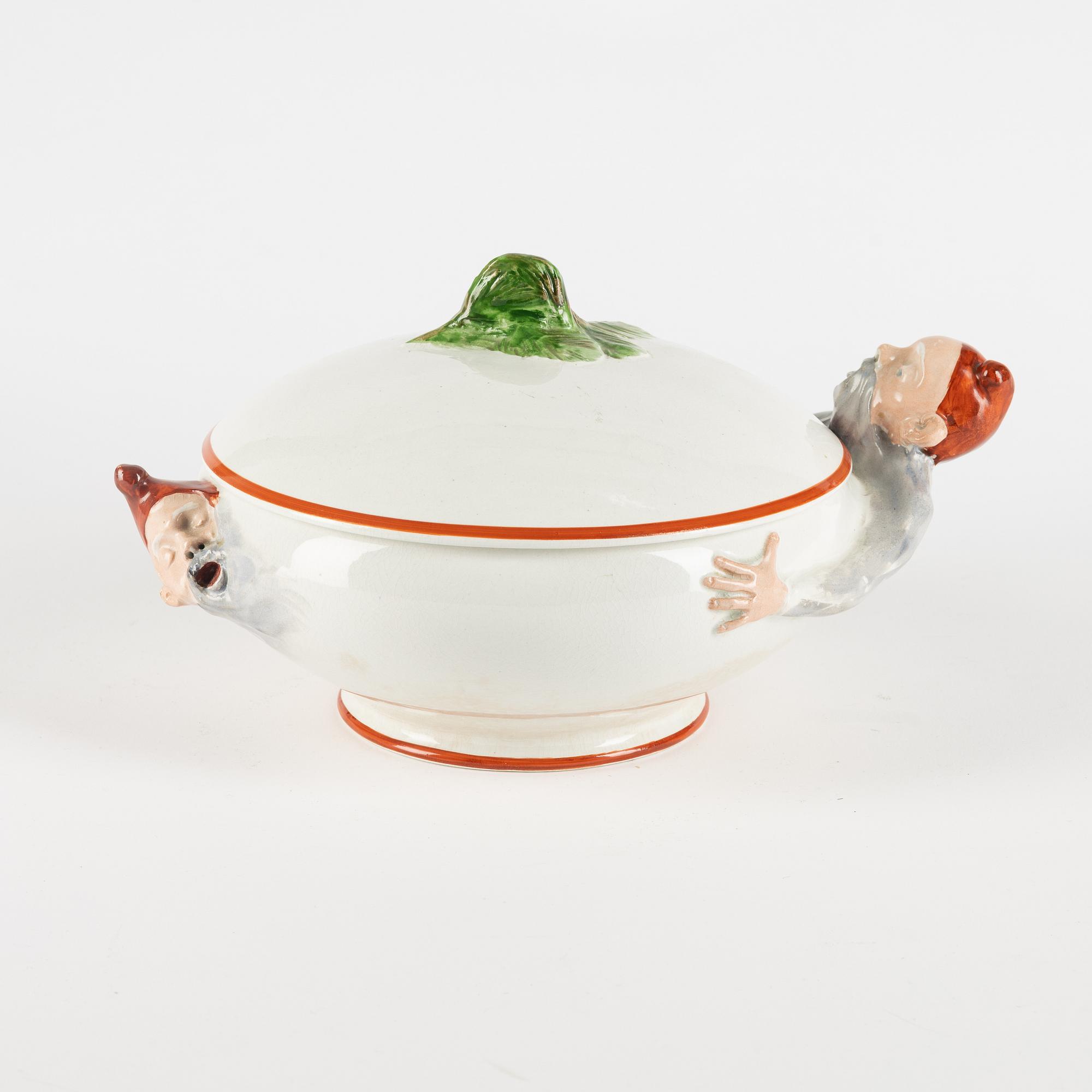 Alf Wallander, terrin med lock, jugend, Rörstrand, omkring år 1900.