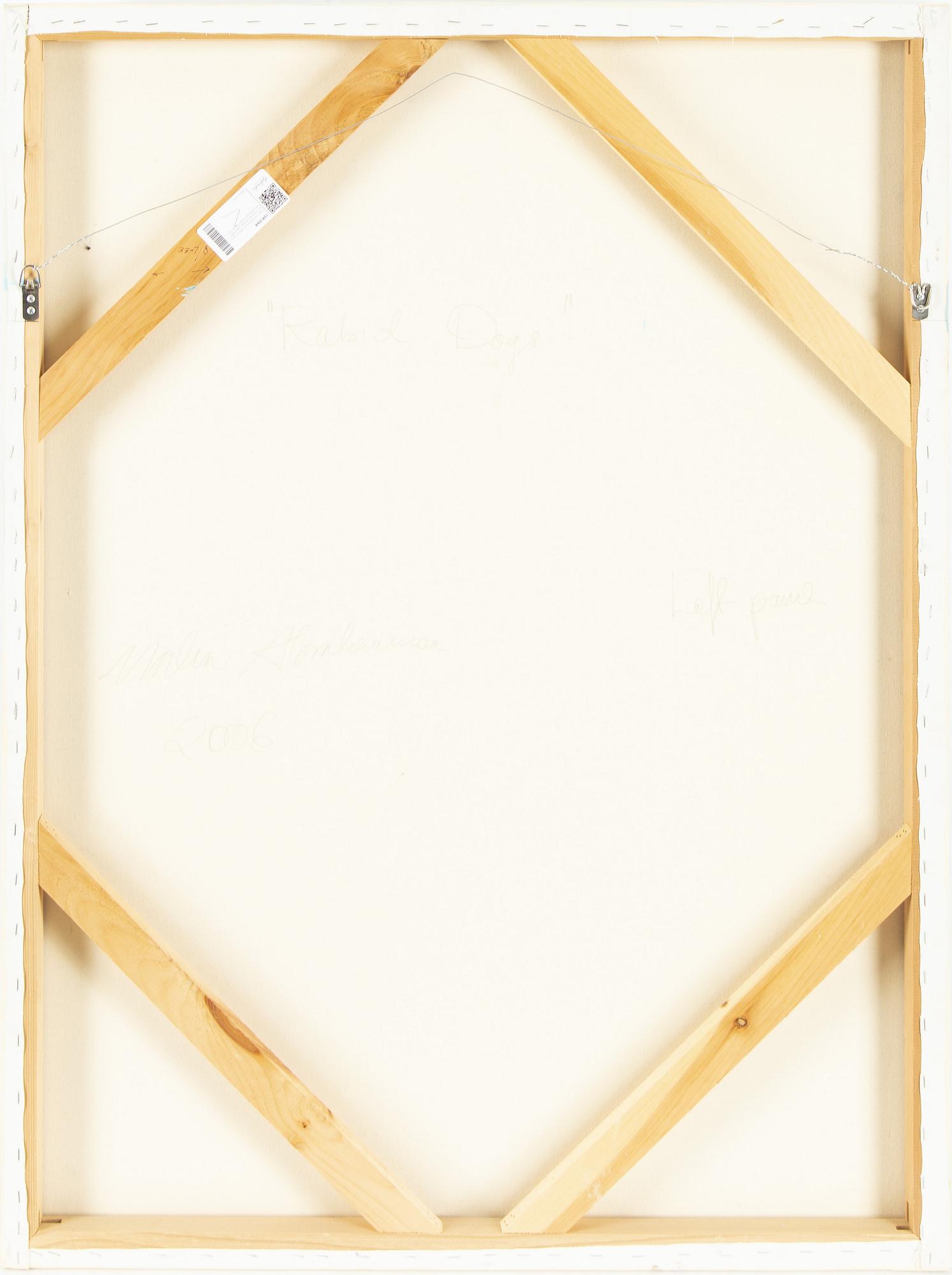 Malin Abrahamsson, diptych, acrylic and paper on canvas, signed and dated 2006 verso.