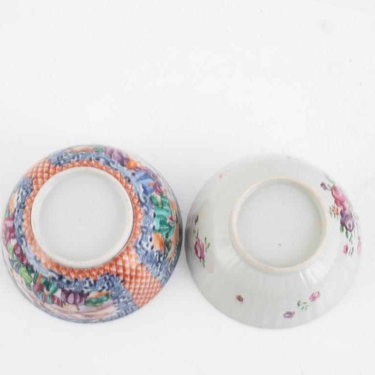 Eight pieces of Famille Rose porcelain, China, Qing dynasty, 18th-18th century.