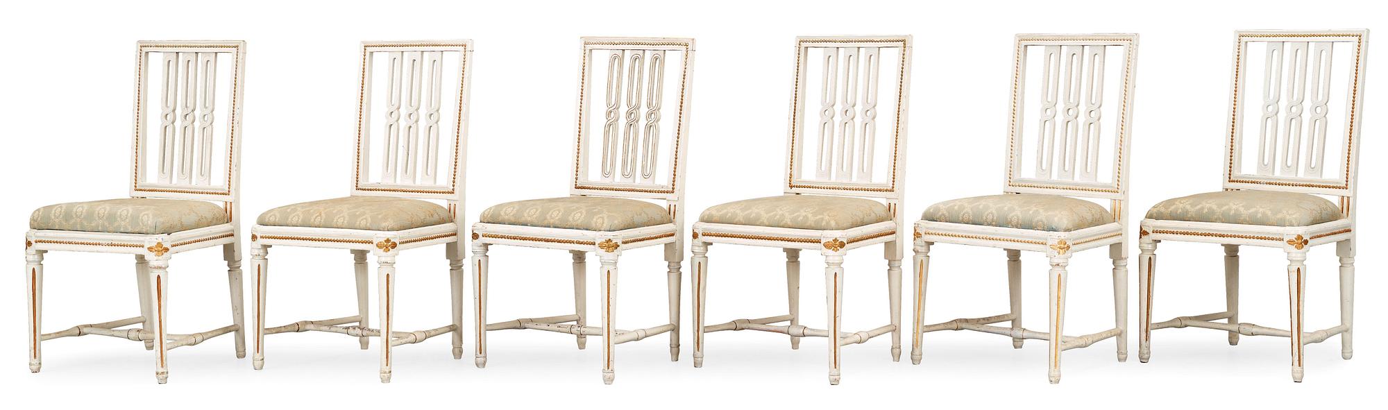 Six Gustavian chairs by A. Hellman.