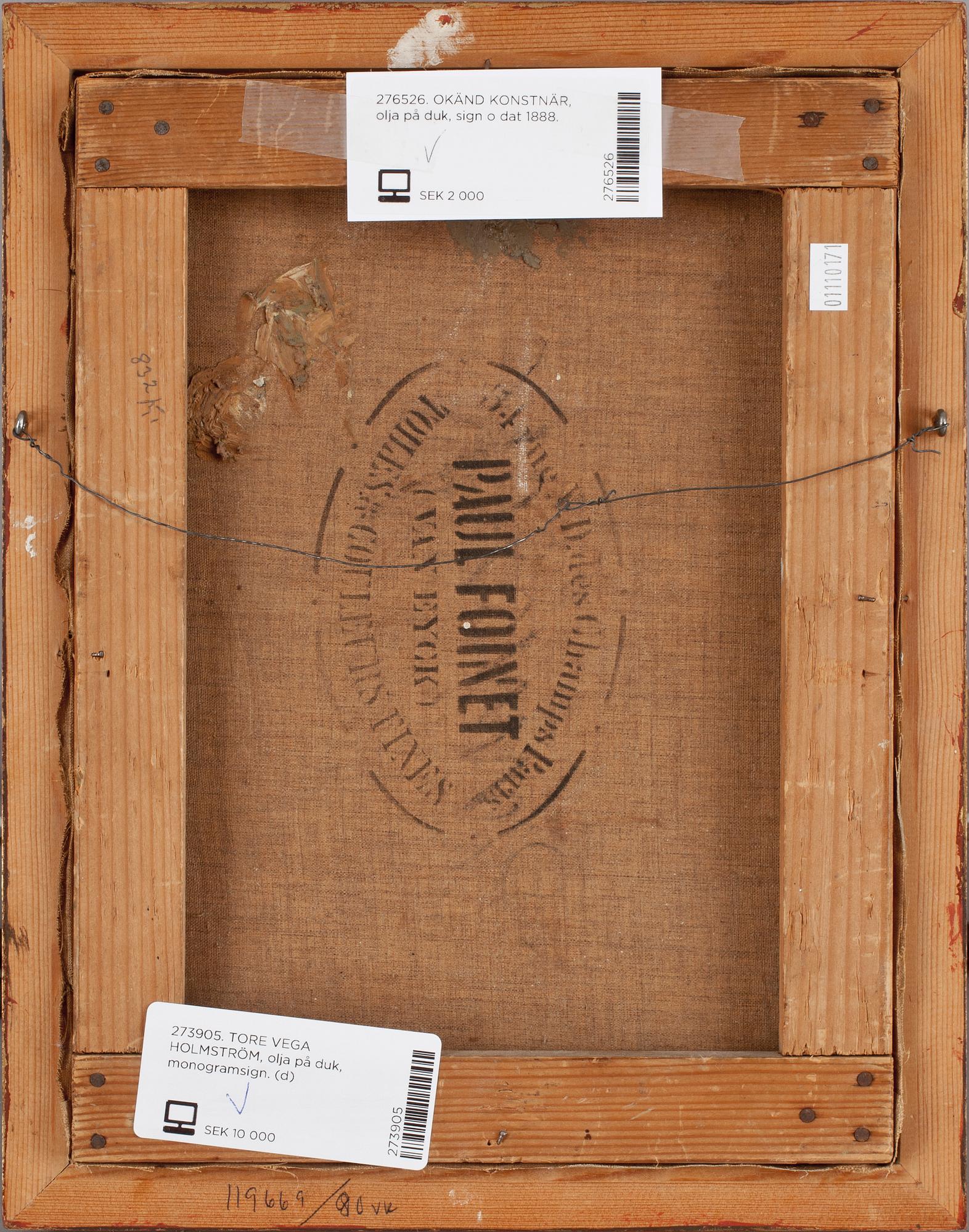 OKÄND KONSTNÄR, olja på duk, sign o dat 1888.