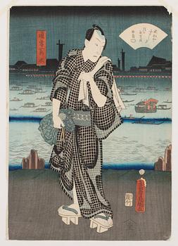 886. Utagawa Kunisada Kochoro Toyokuni III, Skådespelarporträtt.