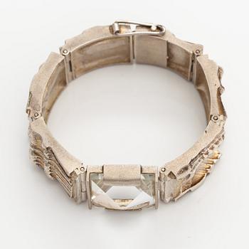 Jorma Laine, Armband "Ice", silver, bergskristall. Turun Hopea, Åbo.