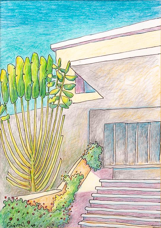 Sigvard Bernadotte, mixed media signerad  och daterad 89.