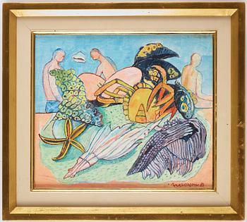 Axel Olson, oil on panel, signed and dated -85.