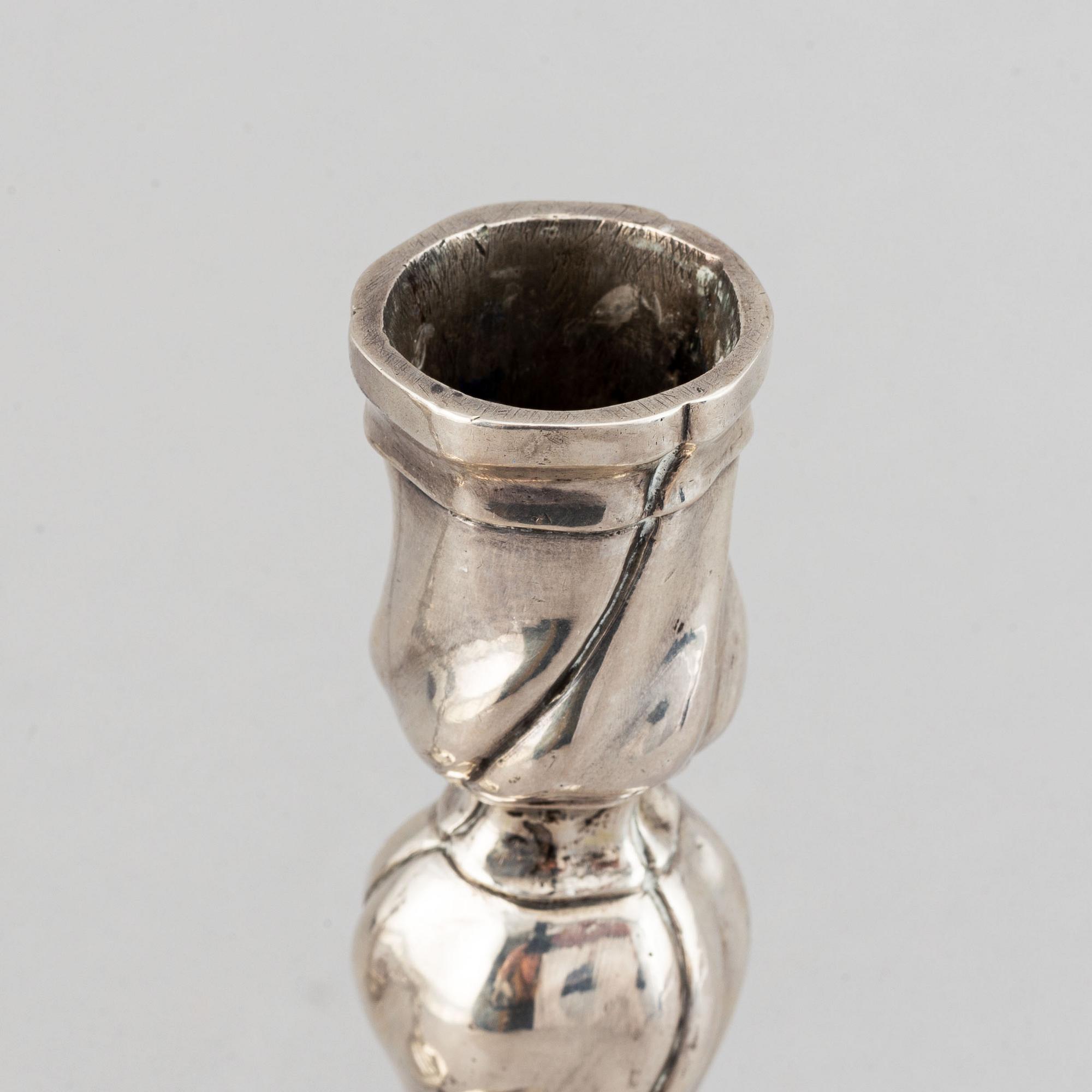 A matched pair of Swedish silver Rococo candlesticks,  18th century.