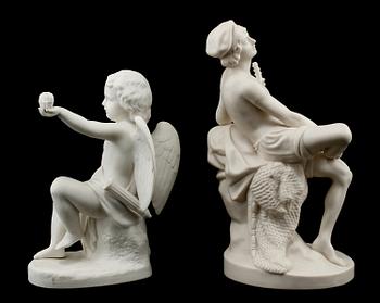 FIGURINER, 2 st, parian, Gustafsberg, 1900-talets första del.