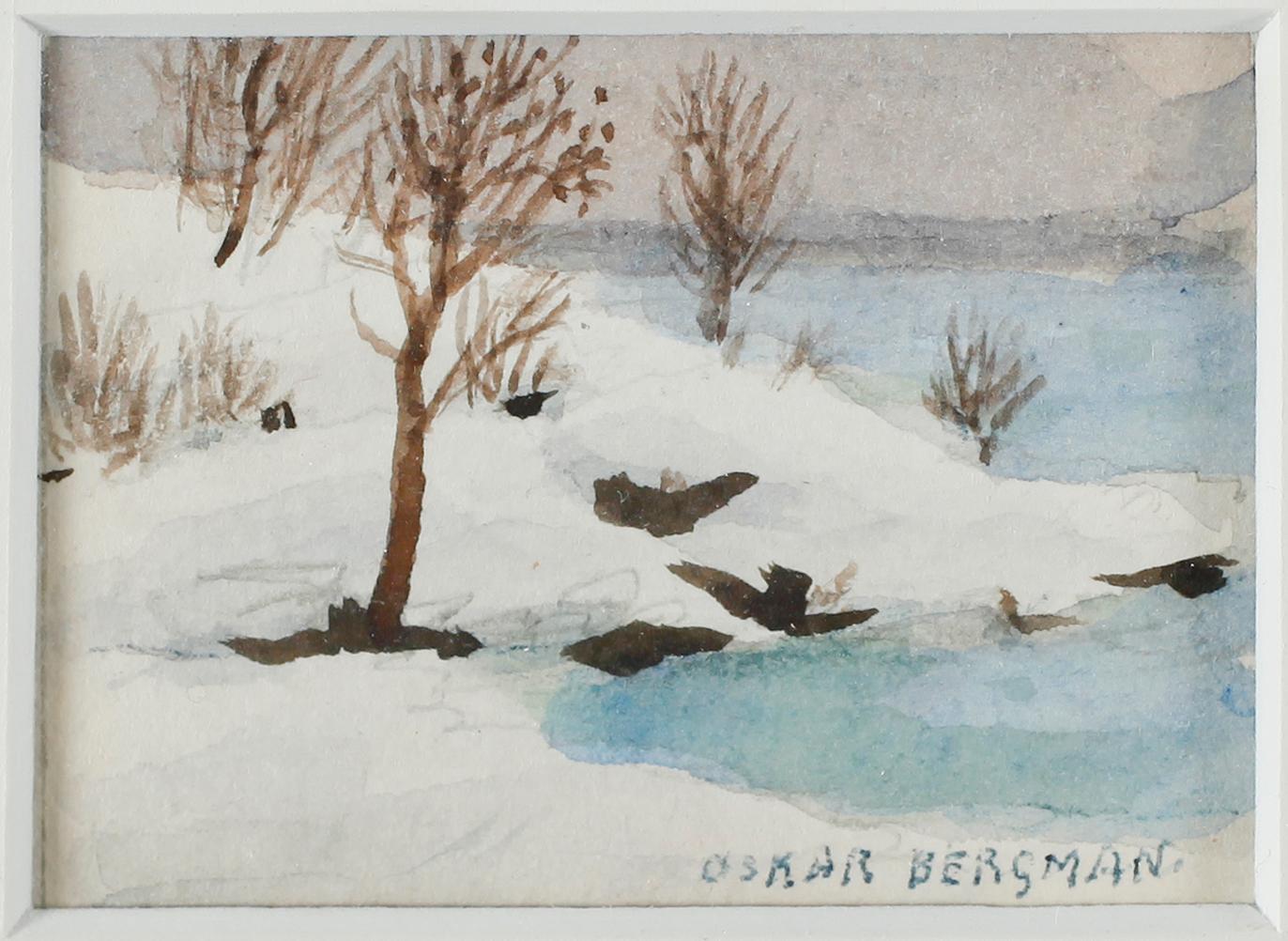OSKAR BERGMAN, akvarell, signerad.