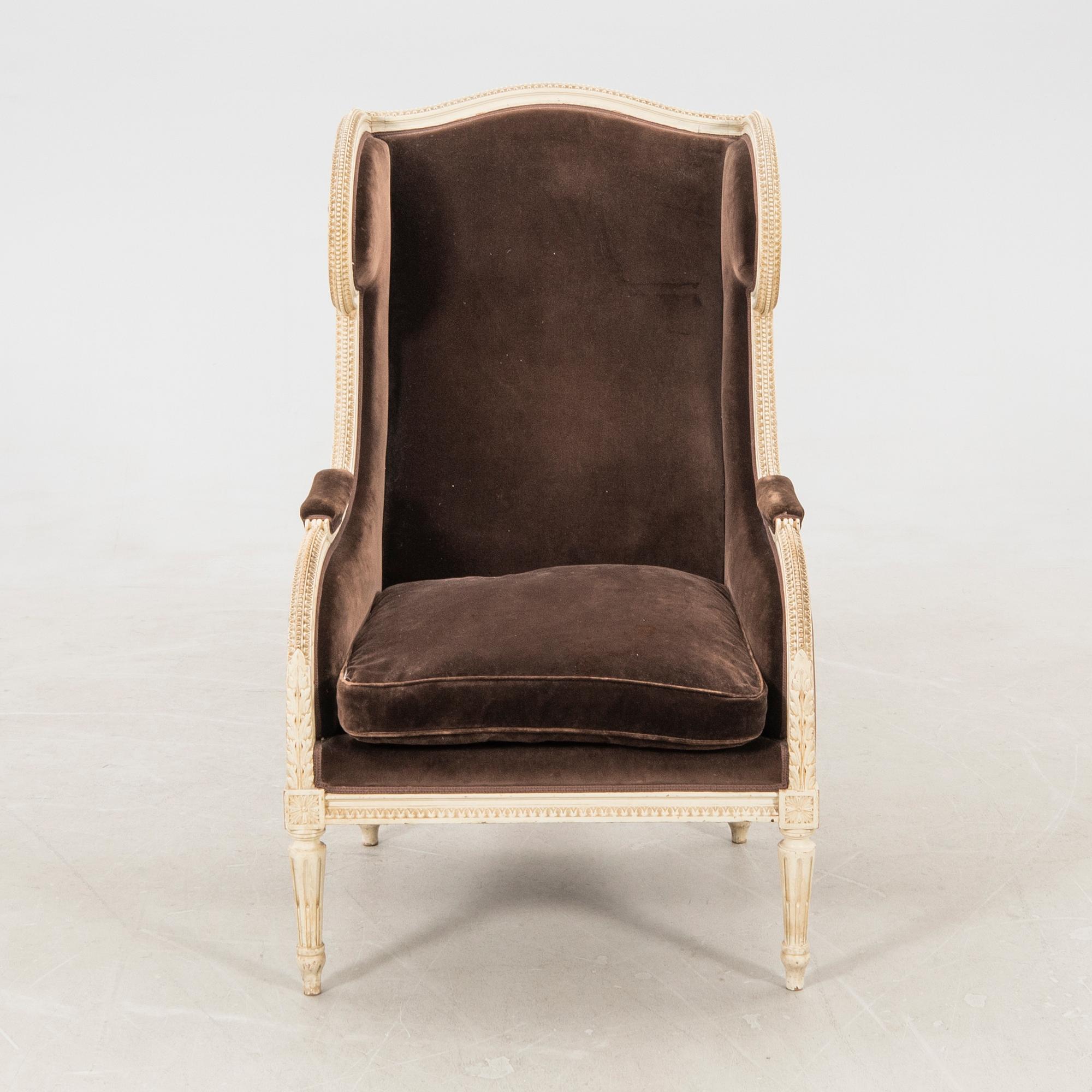Louis XVI-style bergère, early to mid-20th century.