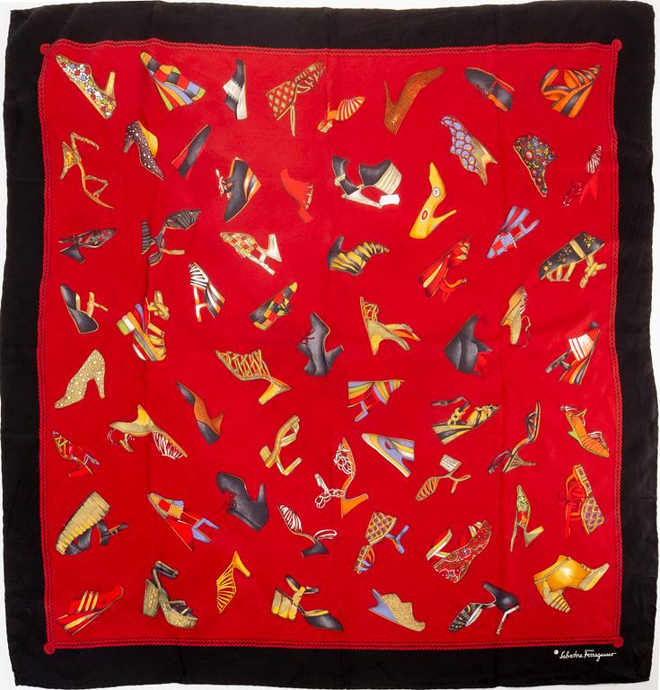 Hermès samt Salvatore  Ferragamo, 2 st scarfsar, 1900-talets andra hälft.