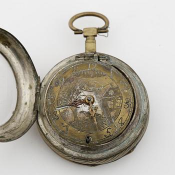 HERRFICKUR, 3 st, silver resp mässing, samtliga London, 1700-1800-tal. Silveruren tot ca 305 gram.