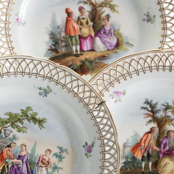 SERVISDELAR, Meissen 3 (+5) delar, 18/1900-tal.
