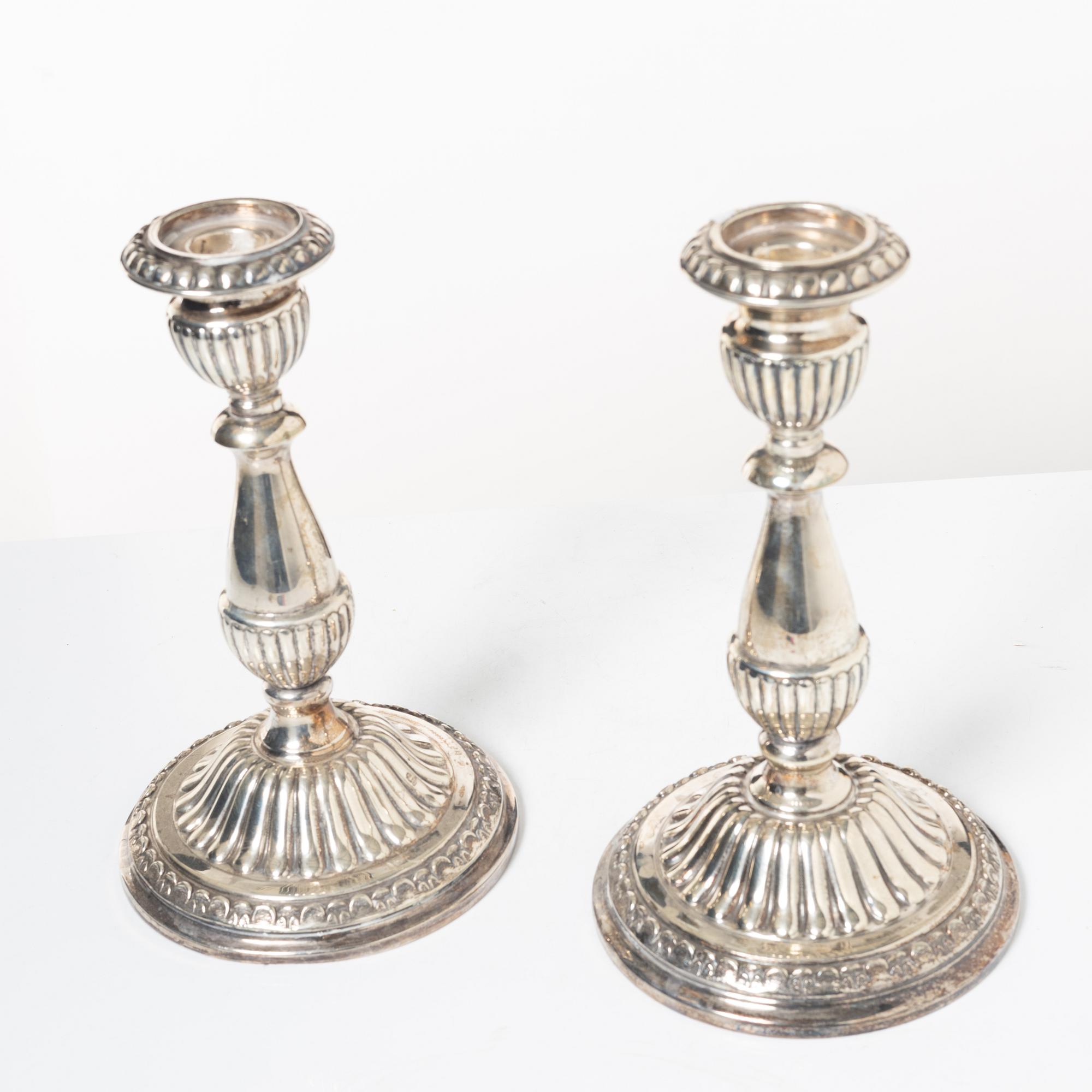 Ljusstakar, ett par, sterlingsilver, Camusso, Peru, 1900-tal.