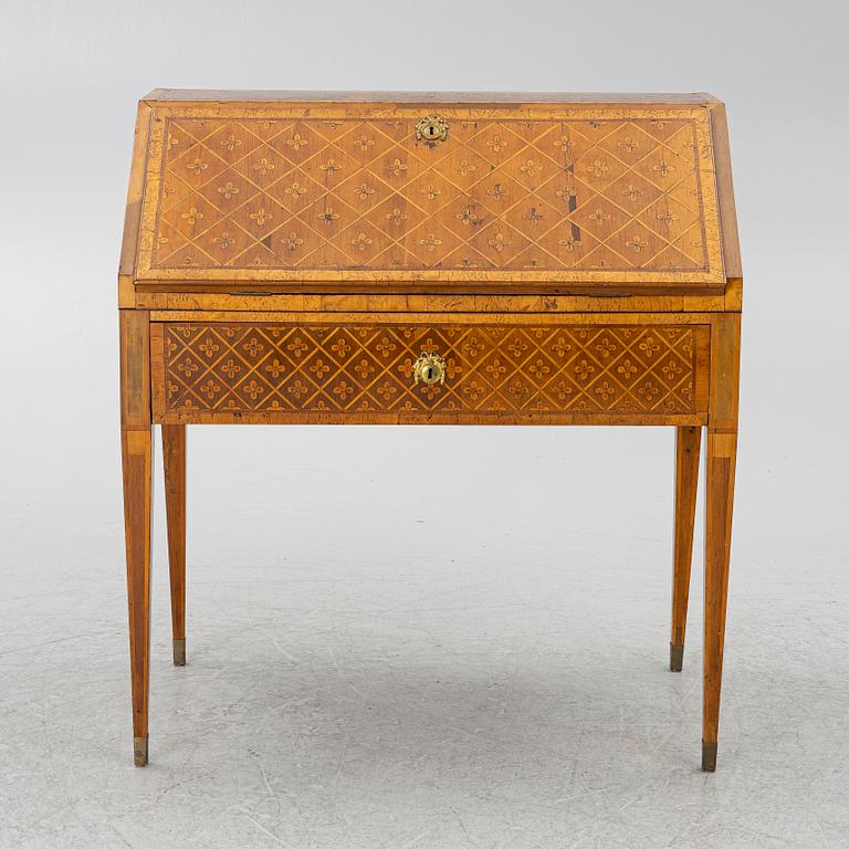 A Gustavian marquetry secretaire by Jonas Hultsten (master in Stockholm 1773-94).