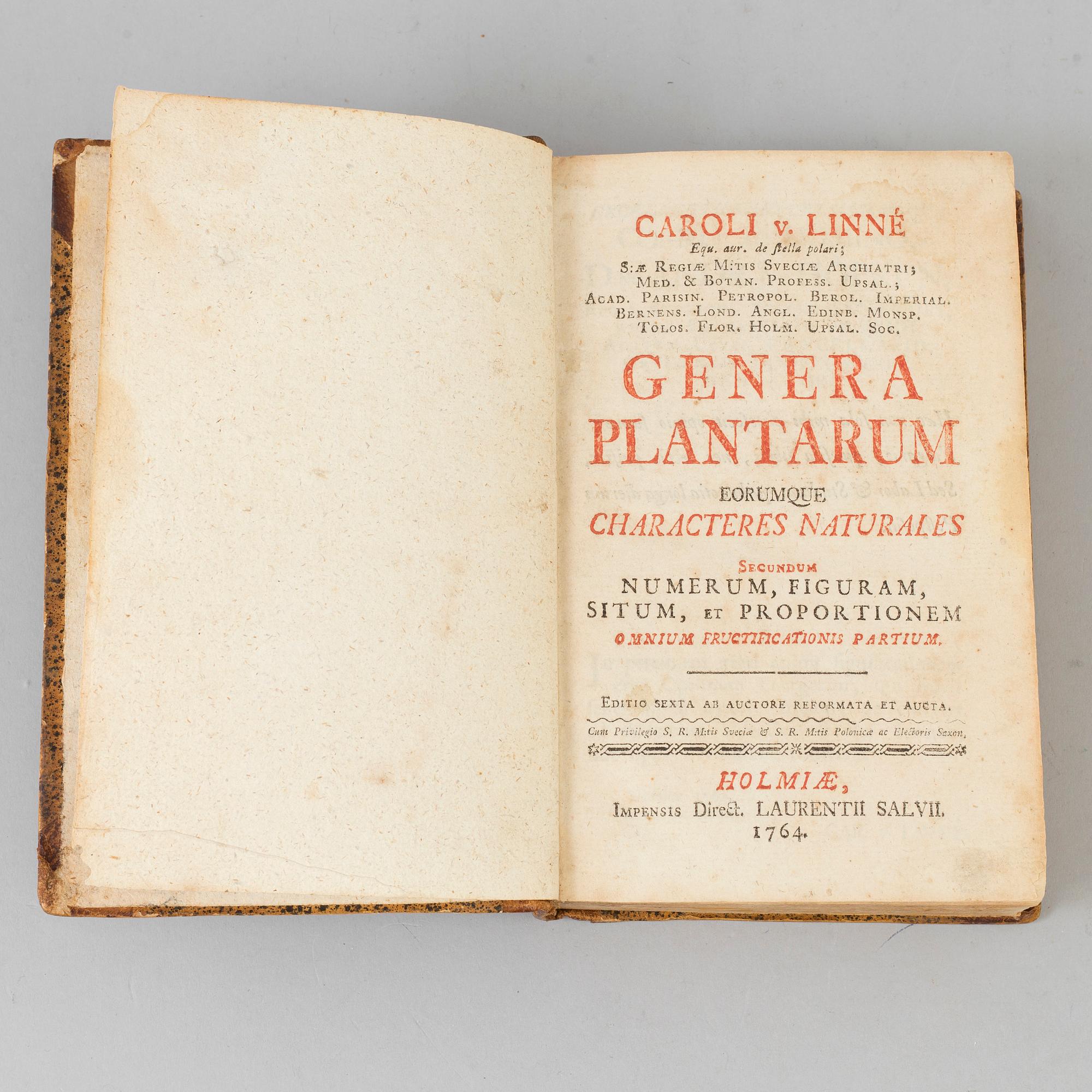 A BOOK, Carl von Linné, Stockholm, 1764.