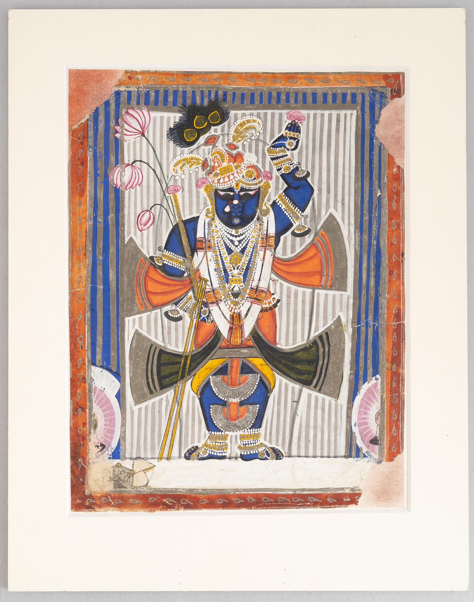 Unidentified artist, Deity with lotus flowers, India, 19th/20th century.
