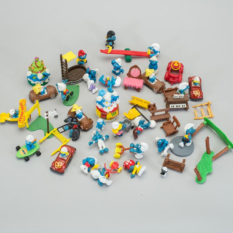 PARTI SMURFFÖREMÅL, 50 stycken, 1970/80/90-tal.