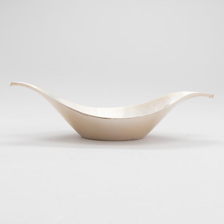 Anna-Greta Eker, A mahogany and silver sugar bowl and cream jug and a silver bowl, Auran Kultaseppä, Turku 1963-67.