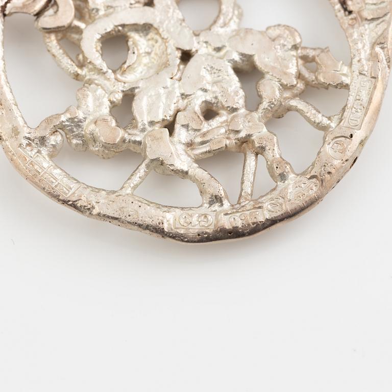 Lars Arby, a bracelet and two pendants, sterling silver, Gothenburg 1982, 1981 and 1978.