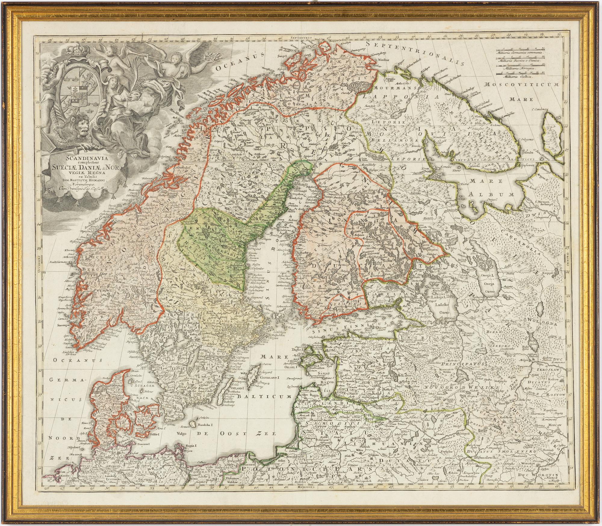 Johann Baptist Homann, "Scandinavia complectens Sueciae Daniae & Norvegiae Regna".