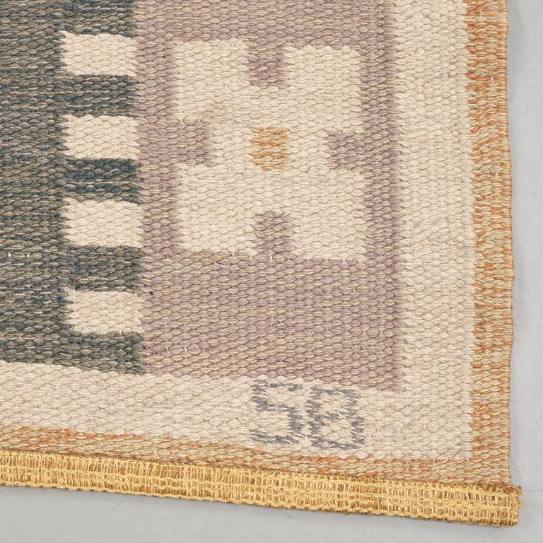 CARPET. "Vitsippa". Flat weave. 223 x 166 cm. Signed SB.