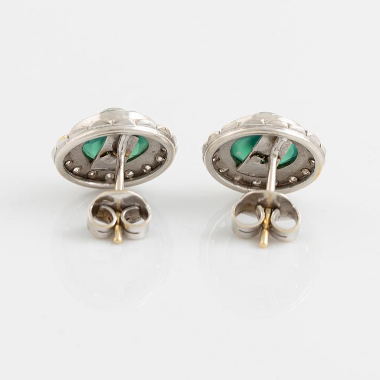 Chalcedony and eight cut diamond stud earrings.
